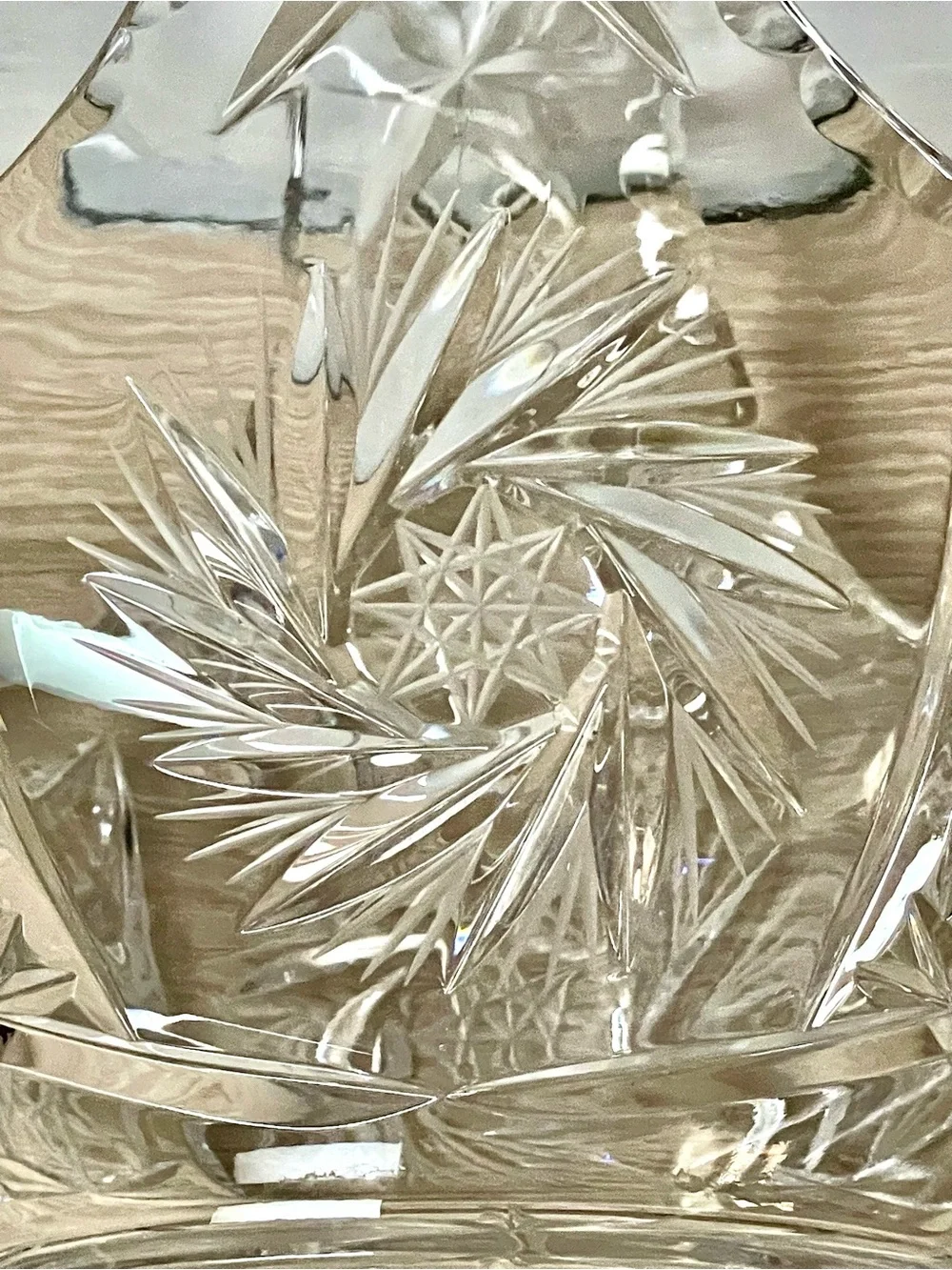 Cut Crystal Basket — Clear Glass Decorative Bowl